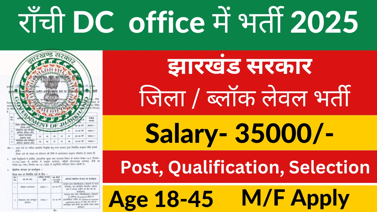 Ranchi District and Block Level Vacancy 2025